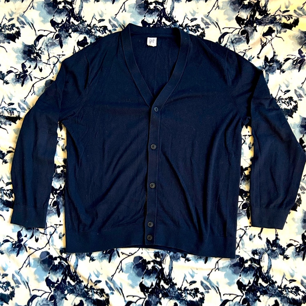 Gap Navy Cotton Button Up Lightweight Sweater Cardigan XL